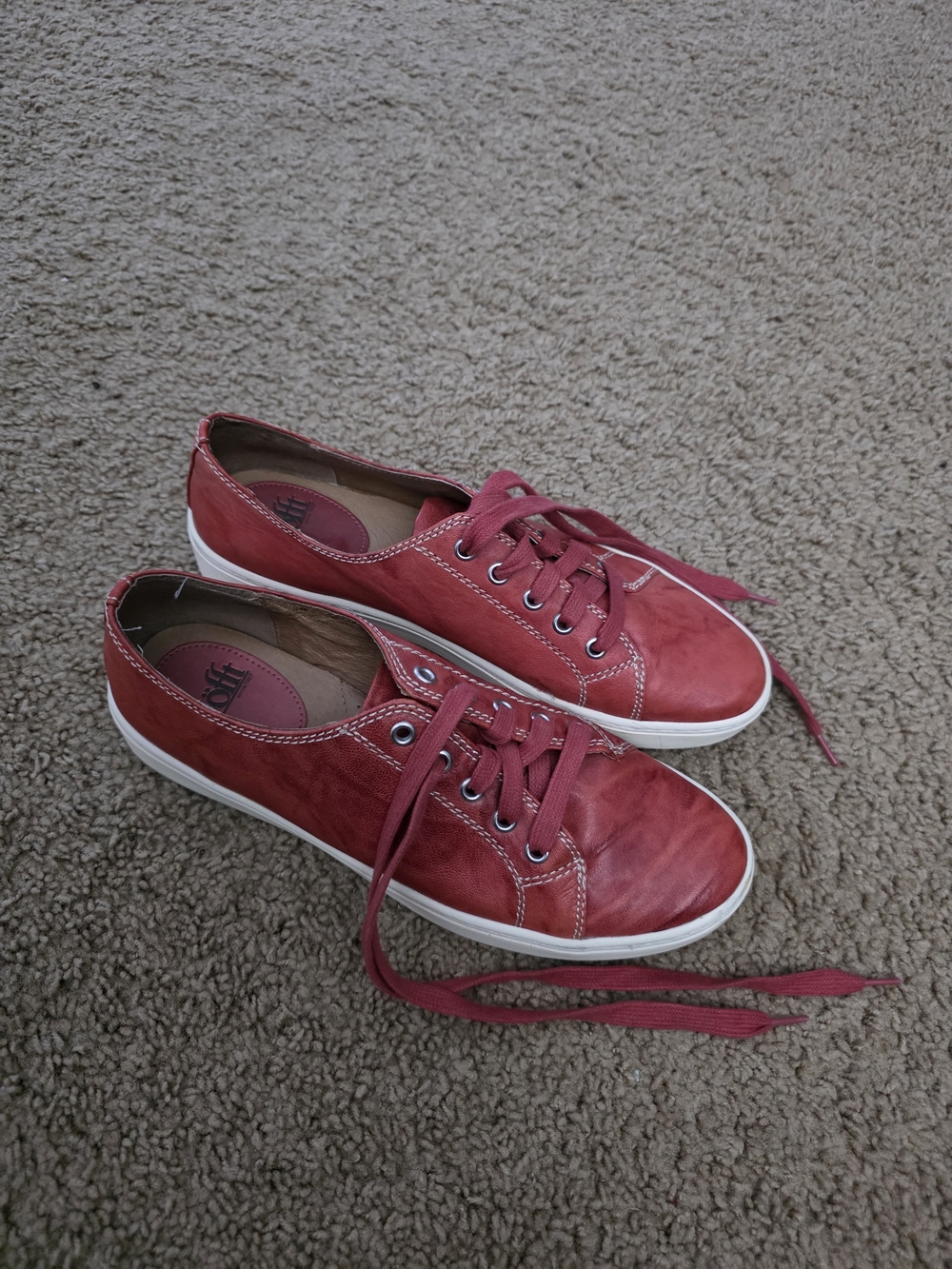 Sofft Casual Women's Red Leather Lace-Up Sneakers SZ 10